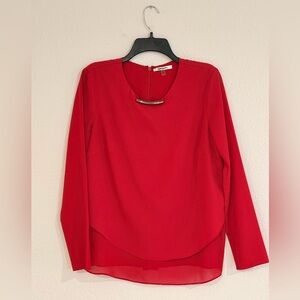 DKNYC Red Blouse with Metal Detail